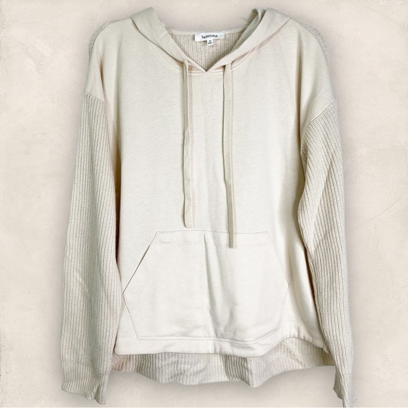 Splendid Sweaters - Splendid Hooded Fleece Lined Pullover Sweater In Cream Women’s Sz M